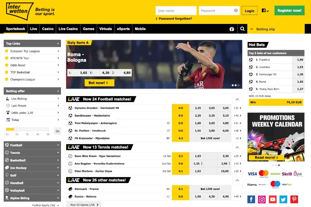 Interwetten Képernyőkép 1